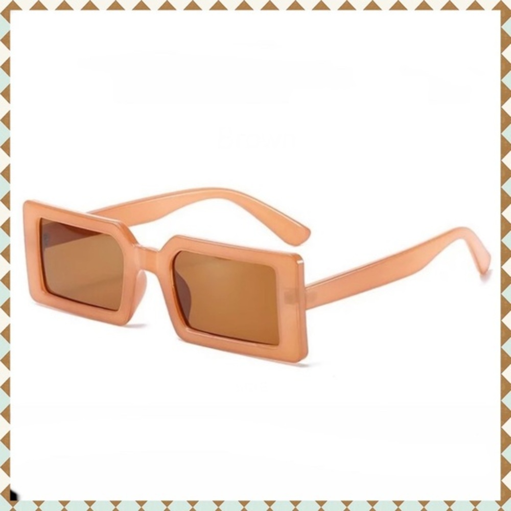 SALE✨BROWN WITH BROWN LENSES JELLY LUXURY RECTANGLE STATEMENT …‎ - Picture 2 of 3
